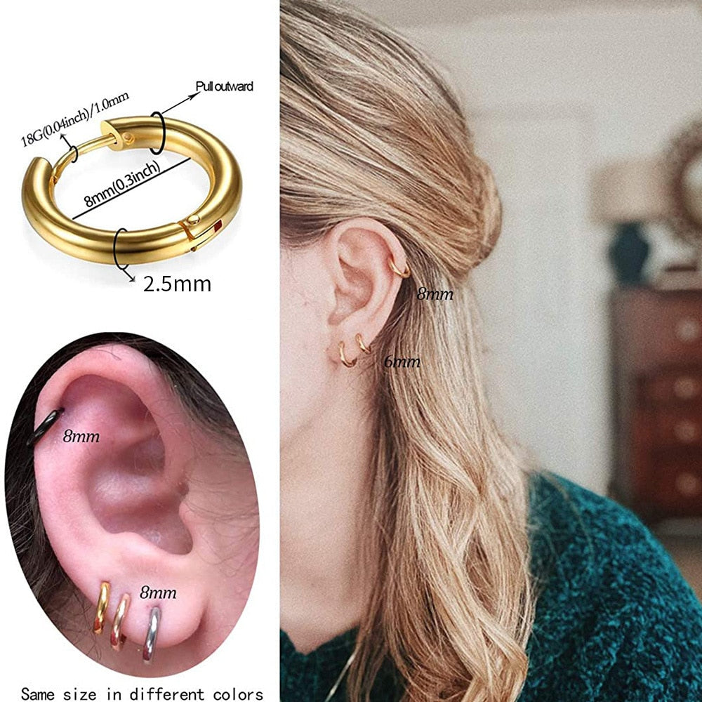 2024 Nouvelles boucles d'oreilles simples en acier inoxydable pour les femmes et les hommes Bijoux de piercing pour oreilles cartilagineuses