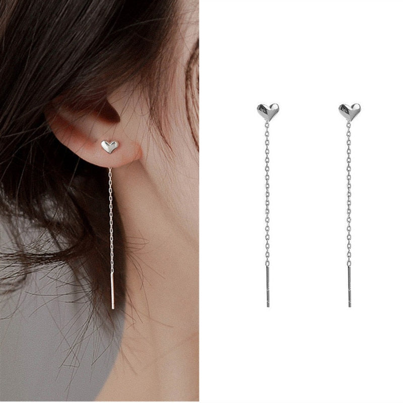 Boucles d'oreilles longues et pendantes pour femmes, piercing en cristal de Zircon couleur or rose, enfileur d'oreilles