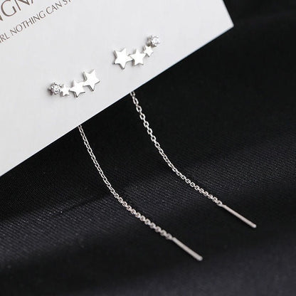 Boucles d'oreilles longues et pendantes pour femmes, piercing en cristal de Zircon couleur or rose, enfileur d'oreilles